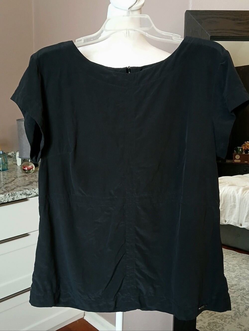 Barbour Intl Black Silk Blouse Top Shirt 100% Silk Biker Motorcycle Wear Sz 12
